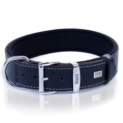 Doggie Konforlu Gerçek Deriden El Yapımı Kemik Süslü Köpek Boyun Tasması 4x57-65cm - Black