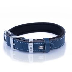 Doggie Konforlu Gerçek Deriden El Yapımı Kemik Süslü Köpek Boyun Tasması 2,5x37-45cm - Royal Blue