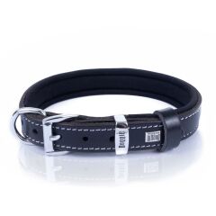 Doggie Konforlu Gerçek Deriden El Yapımı Kemik Süslü Köpek Boyun Tasması 2x35-40cm - Black