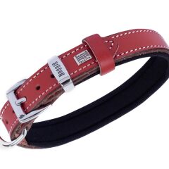 Doggie Konforlu Gerçek Deriden El Yapımı Kemik Süslü Köpek Boyun Tasması 2x35-40cm - Red