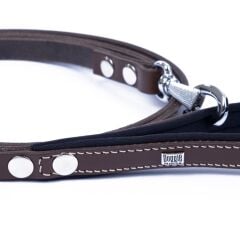 Doggie Konforlu Gerçek Deriden El Yapımı Köpek Gezdirme Kayışı 1,5x160cm - Brown