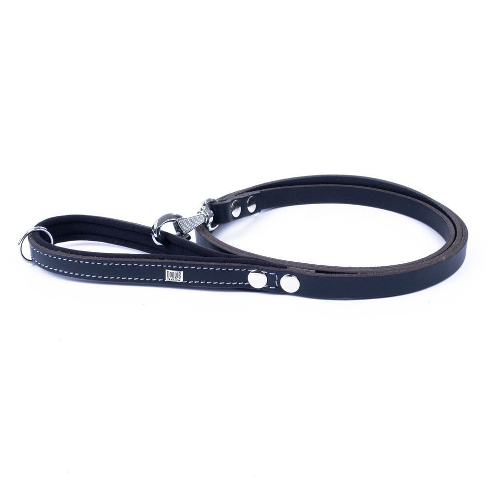Doggie Konforlu Gerçek Deriden El Yapımı Köpek Gezdirme Kayışı 1,5x160cm - Black