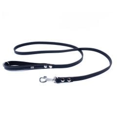 Doggie Konforlu Gerçek Deriden El Yapımı Köpek Gezdirme Kayışı 1,5x160cm - Black