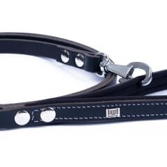 Doggie Konforlu Gerçek Deriden El Yapımı Köpek Gezdirme Kayışı 1,5x160cm - Black