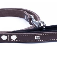 Doggie Konforlu Gerçek Deriden El Yapımı Köpek Gezdirme Kayışı 2x140cm - Brown