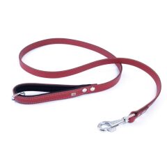 Doggie Konforlu Gerçek Deriden El Yapımı Köpek Gezdirme Kayışı 2x140cm - Red