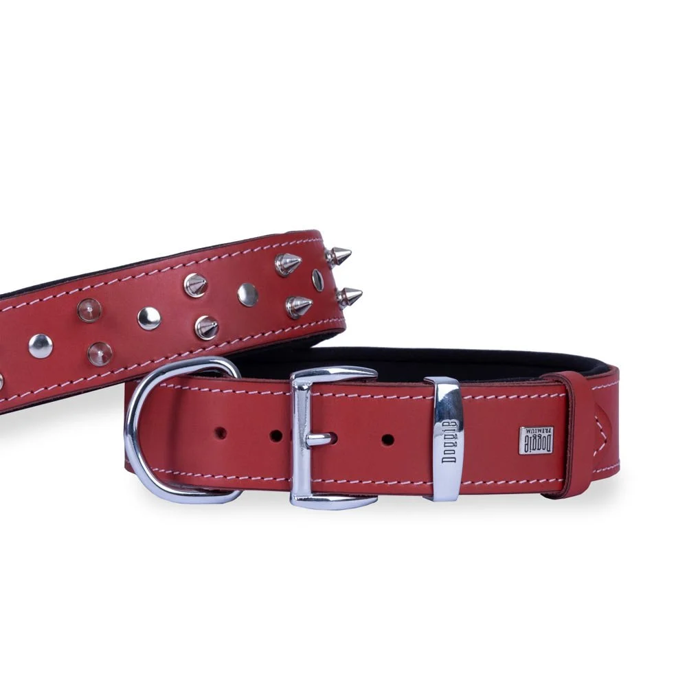 Doggie Çivili Deri Köpek Tasması 4x57-65cm