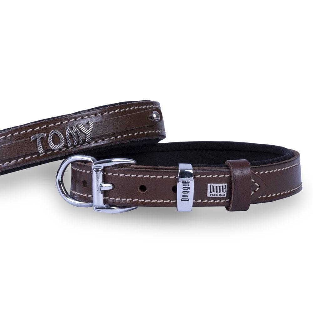 Doggie İsimlikli Deri Köpek Tasması 2.5x37-45cm