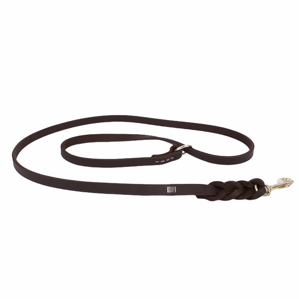 [YHEGT11SOILCHESTNUT] Doggie Yarışma Yağlı Deri Köpek Gezdirme Kayışı 1.1x150cm (Kahve)