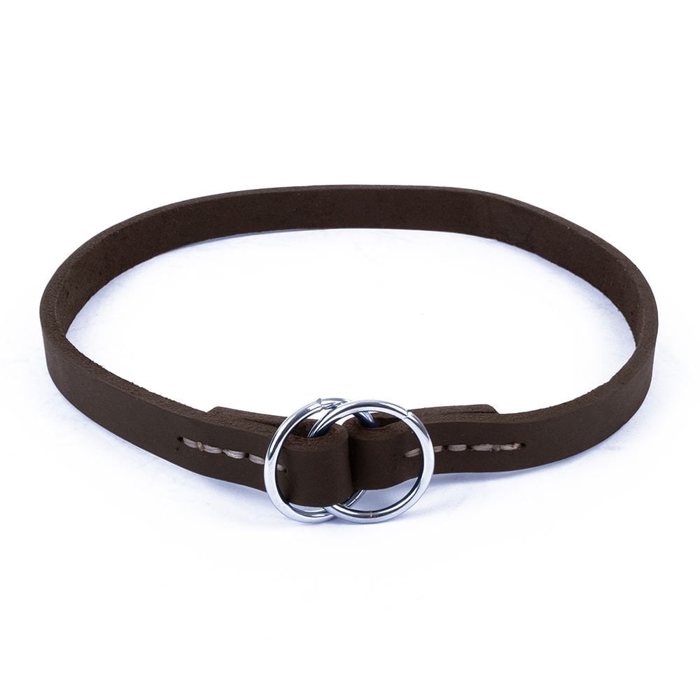 [YBET15SOILCHESTNUT] Doggie Yağlı Deri Köpek Eğitim Tasması 1.5x30-40cm (Kahve)