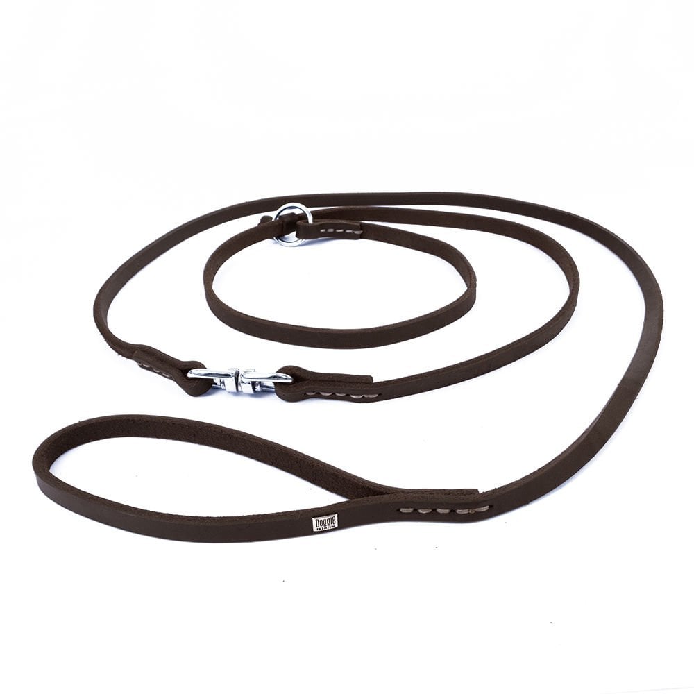 [YBEG20MOILCHESTNUT] Doggie Yağlı Deri Eğitim Köpek Gezdirme Kayışı 2x140cm (Kahve)