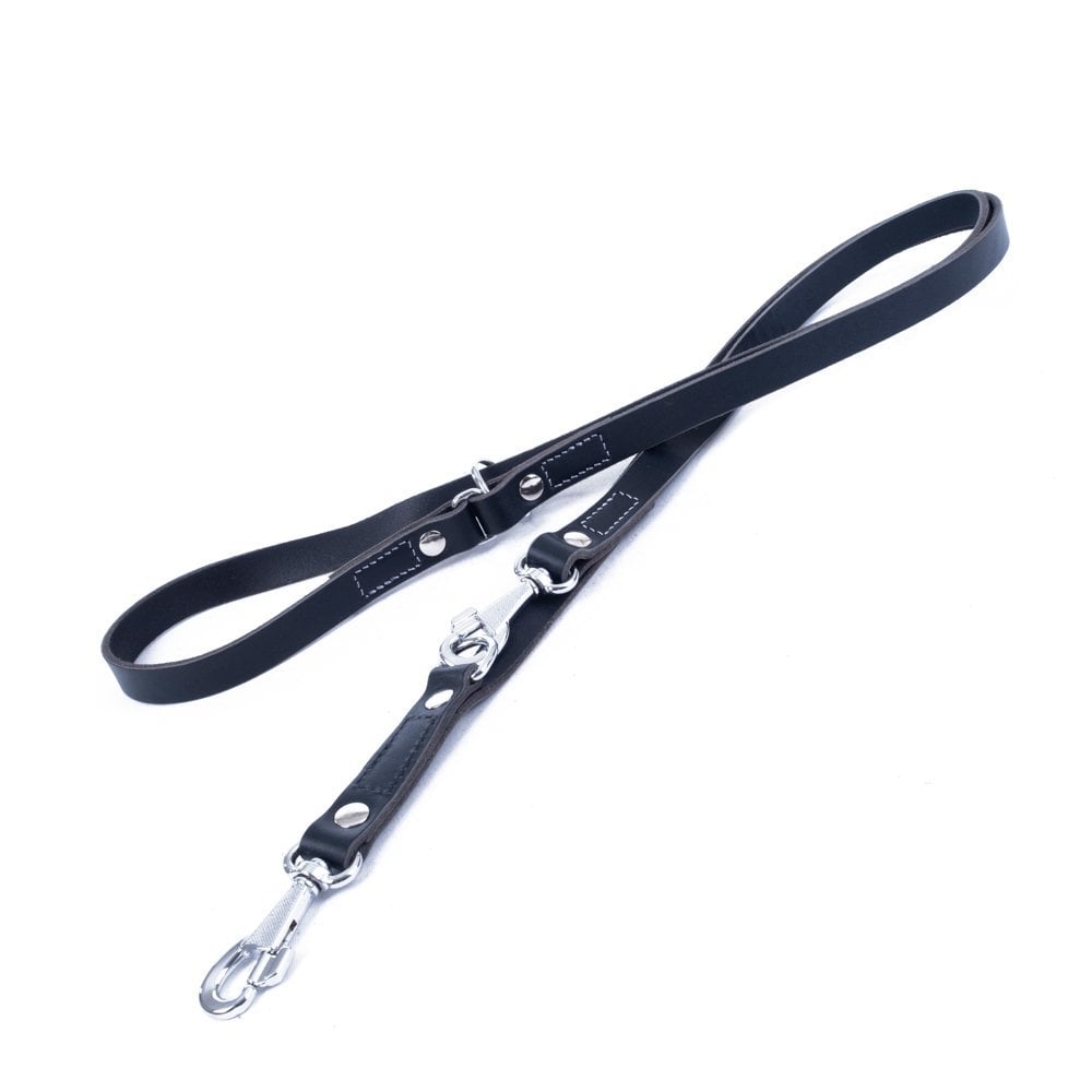 [PGT20MBLACK] Doggie Leather Dog Training Leash 2x120-200cm