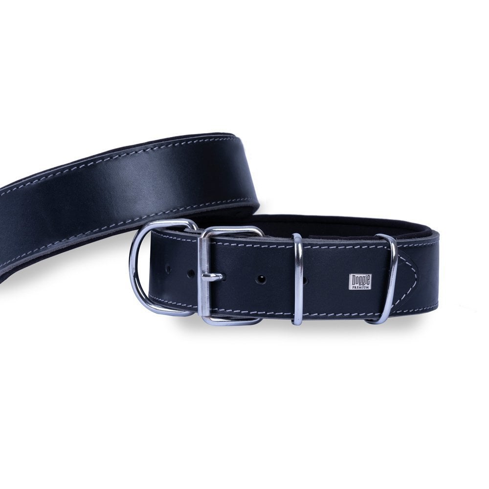 [BYT5010MBLACK] Doggie Çift Kat Deri Köpek Tasması 5x55-65cm