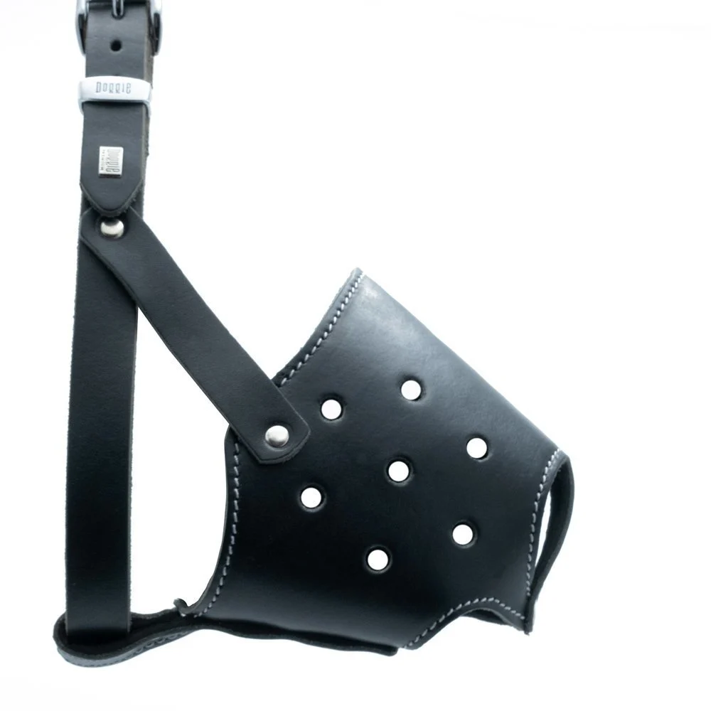[BGKXLBLACK] Doggie Short Snout Leather Dog Muzzle XL 60-65cm