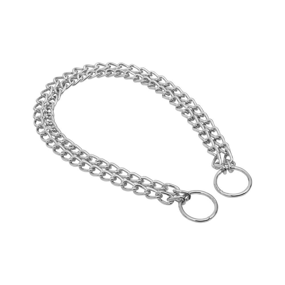 [BDZT50CHROMEPLATED] Doggie Çift Zincir Köpek Eğitim Tasması 0.25x35-45cm