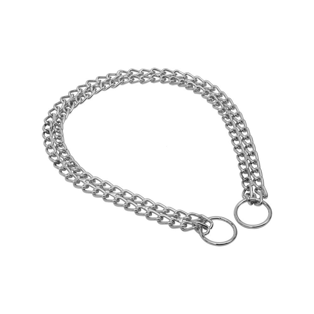 [BDZT60CHROMEPLATED] Doggie Çift Zincir Köpek Eğitim Tasması 0.25x45-55cm