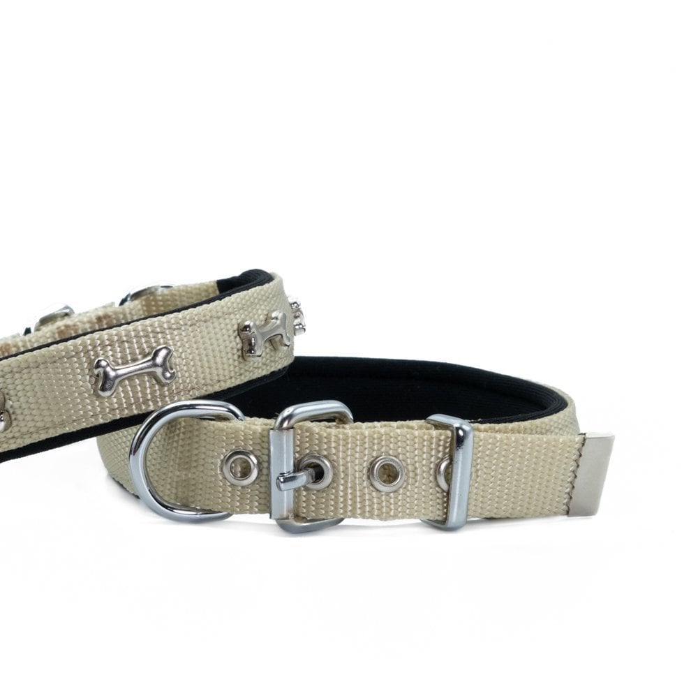 Doggie Bone Decorated Webbing Dog Collar 2x30-35cm