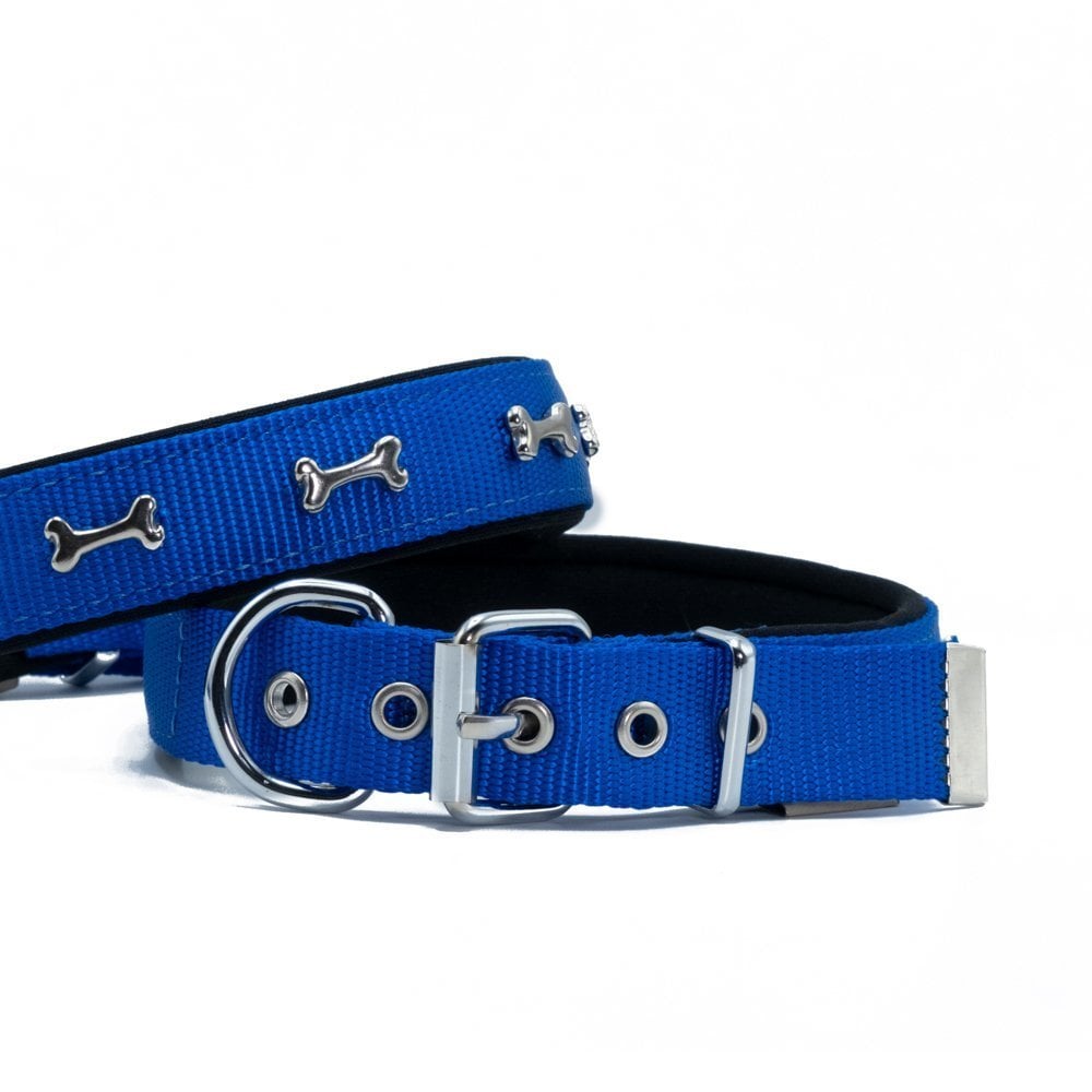 Doggie Kemik Süslü Dokuma Köpek Tasması 2.5x42-50cm