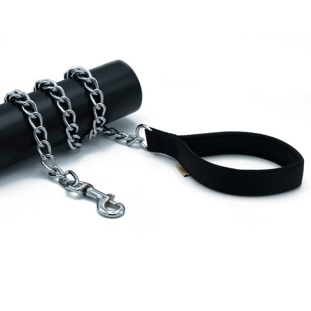 [DZGT40MBLACK] Doggie Zincirli Dokuma Köpek Gezdirme Kayışı 0.40x110cm (Siyah)