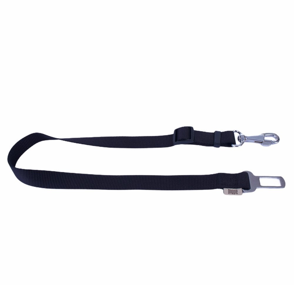 [DEK25MBLACK] Doggie Emniyet Kemerli Dokuma Bağlantı Kayışı 2.5x50-80cm (Siyah)