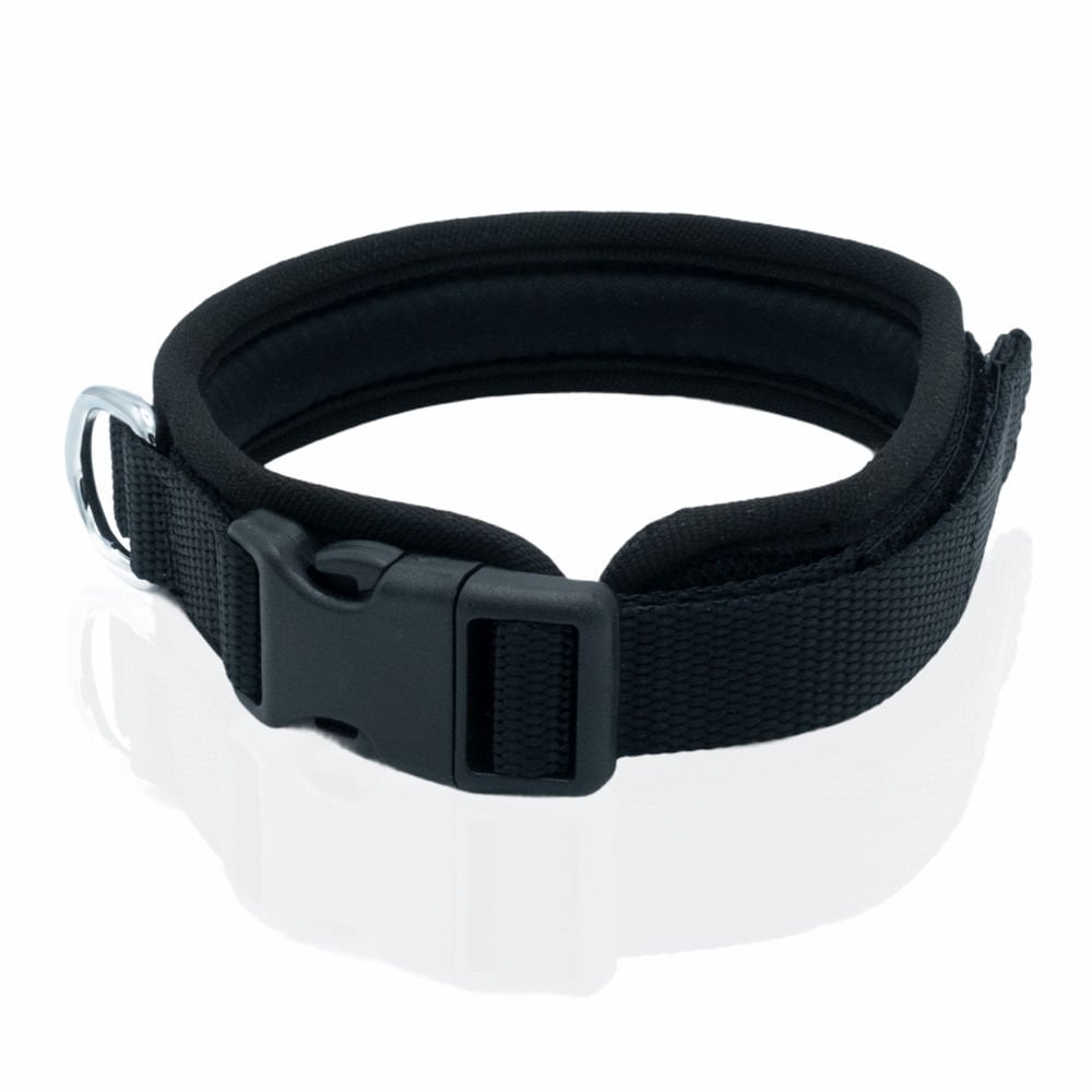 [ADBT2510MBLACK] Doggie Soft Padded Dog Collar 2.5x40-50cm (Black)