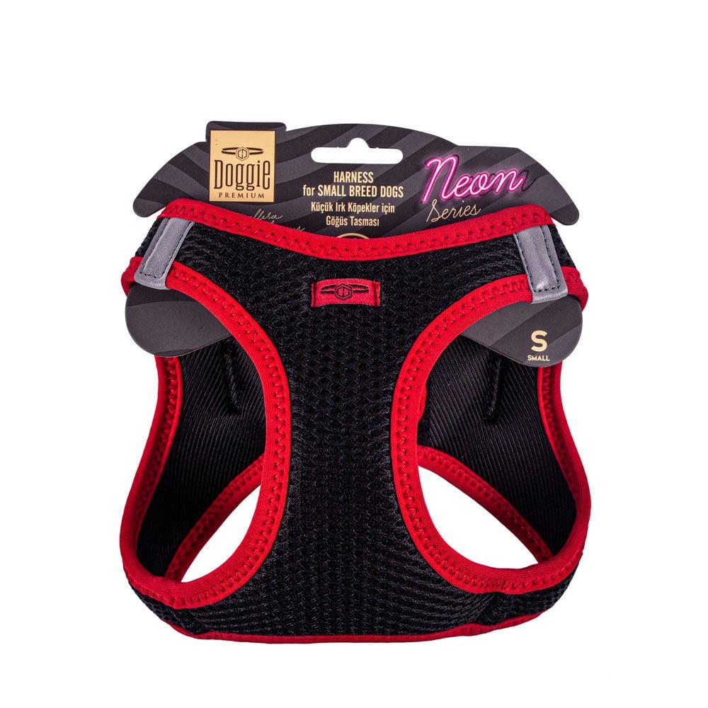 [ANGSRED] Doggie Neon Küçük Irk Köpek Göğüs Tasması S 32-38cm (Kırmızı)