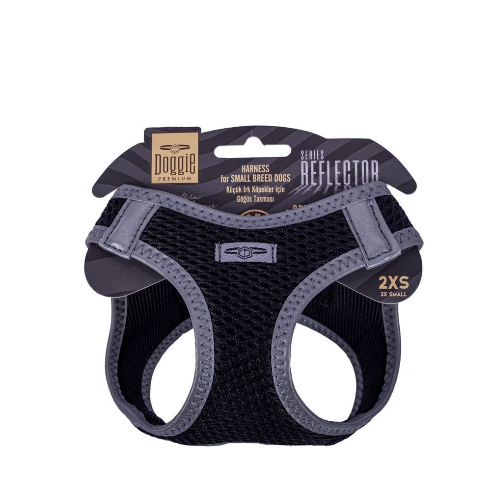 [ARG2XSBLACK] Doggie Reflective Small Breed Dog Harness 2XS 26-30cm (Black)