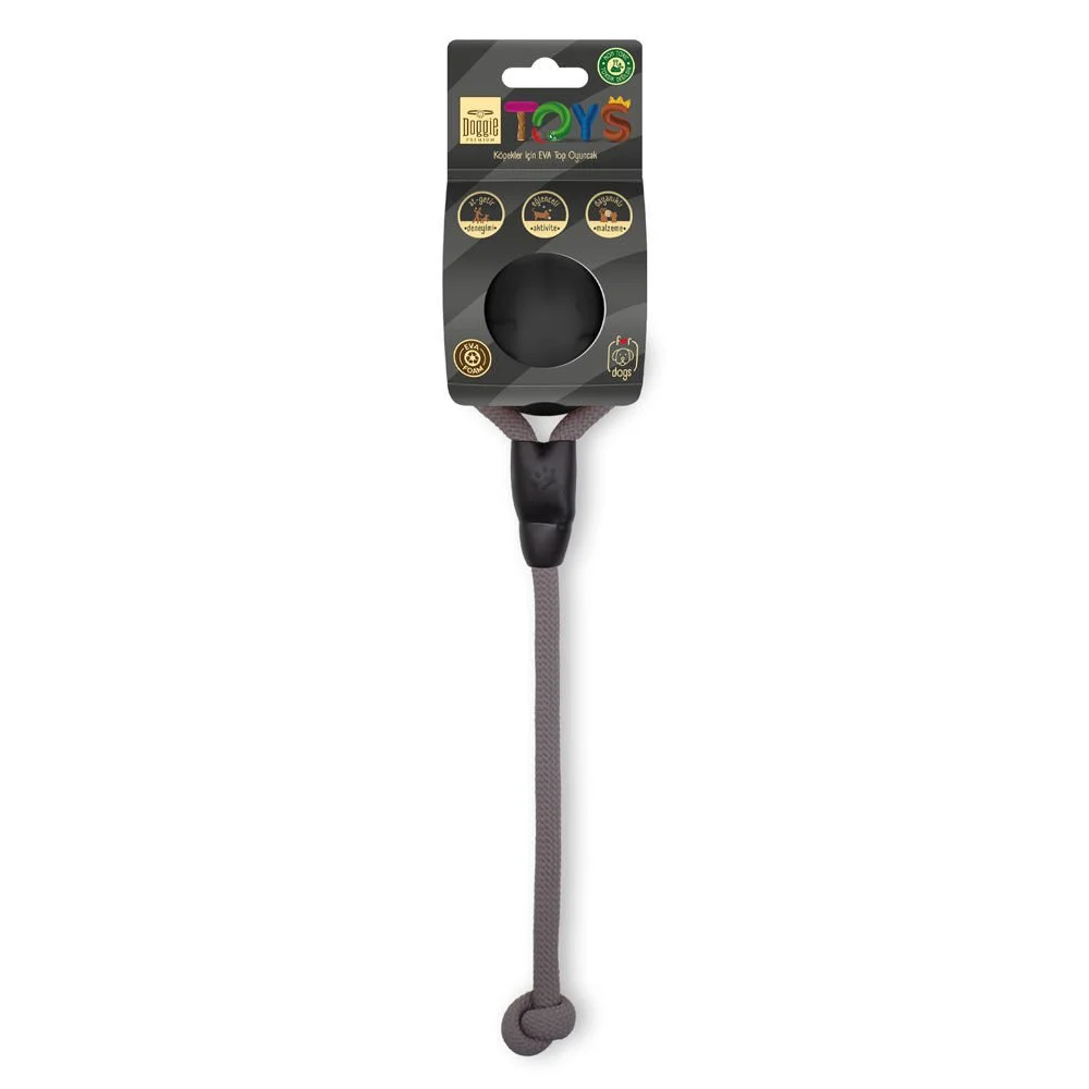 [DTOYEVA7IPTOPBLACK] Doggie EVA Rope Ball Dog Toy 7cm (Black)