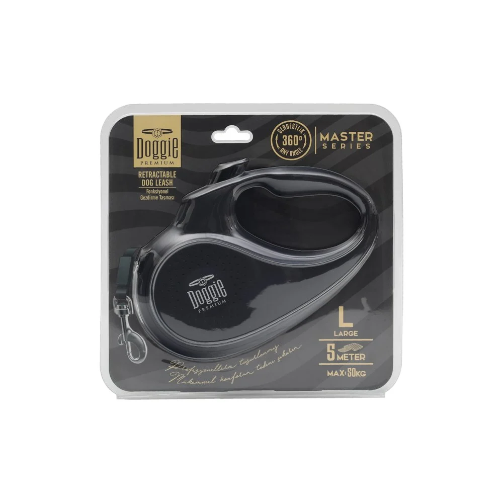 [OUTB50LBLACK] Doggie Master Retractable Dog Leash L 50kg 5m (Black)