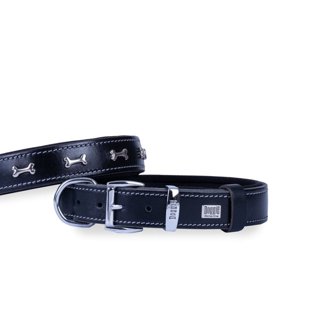 Doggie Kemik Süslü Deri Köpek Tasması 2.5x37-45cm